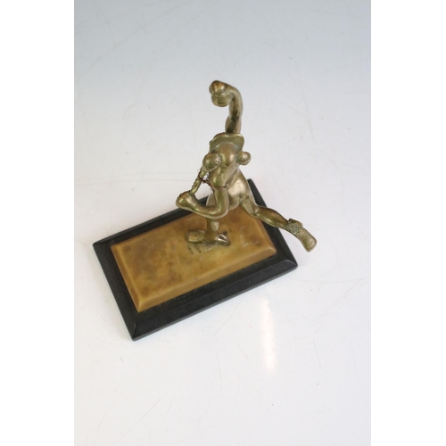 157 - Bronze Sculpture of Two Football Players, 22cm high