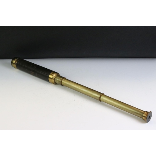 165 - 19th / Early 20th century Brass and Leather covered Four-draw Telescope, 74cm extended