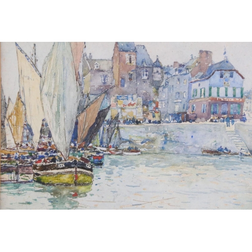 166 - Robert McGown Coventry ARSA RSW (Scottish 1855 - 1914) Watercolour of Sailing Boats in a Harbour, si... 