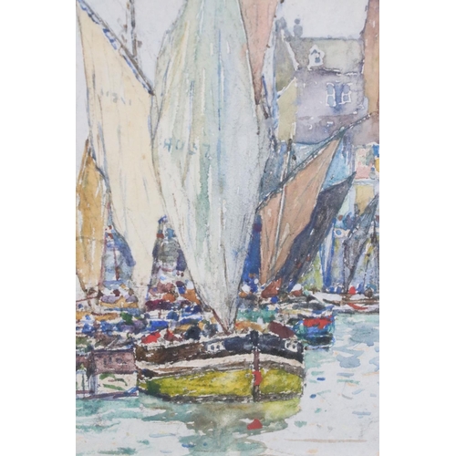 166 - Robert McGown Coventry ARSA RSW (Scottish 1855 - 1914) Watercolour of Sailing Boats in a Harbour, si... 