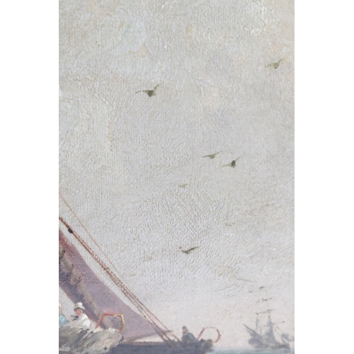 167 - William Gibbons (fl 1858-1892), Oil Painting on Board of Sailing and Rowing Boats at Sea, signed low... 