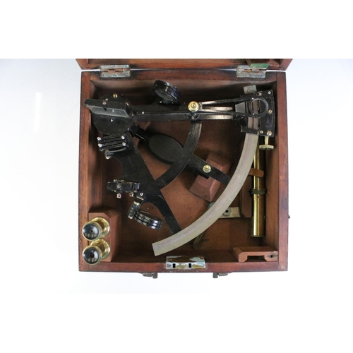 187 - 19th century Brass and Iron Vernier Sextant by J B Dancer of Manchester with associated accessories ... 