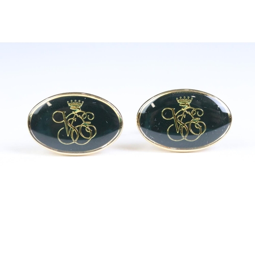 224 - Boxed 22ct gold plated Orient Express cufflink set