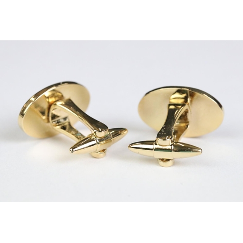 224 - Boxed 22ct gold plated Orient Express cufflink set