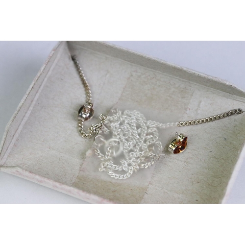 225 - Sterling silver flower pendant and earring set