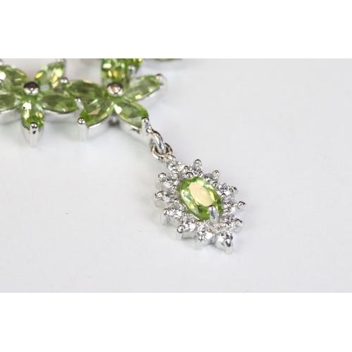 228 - Silver peridot and CZ Belle Epoque style necklace