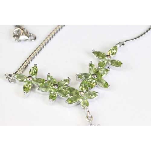 228 - Silver peridot and CZ Belle Epoque style necklace