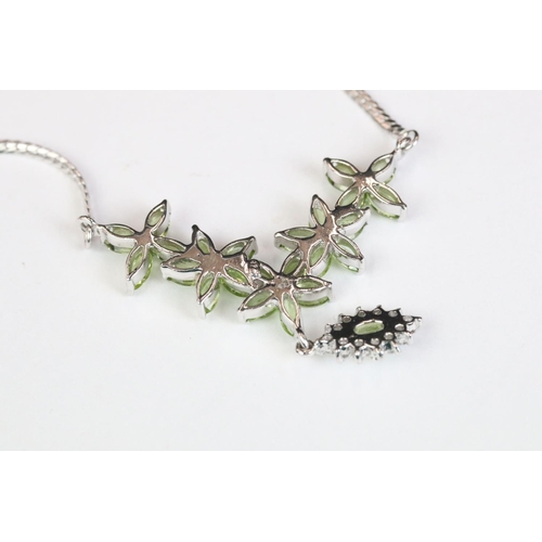 228 - Silver peridot and CZ Belle Epoque style necklace