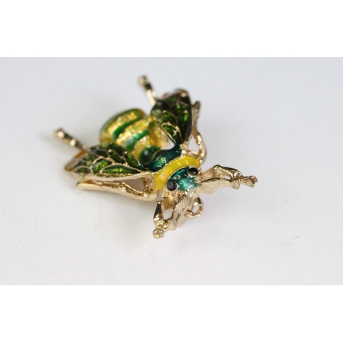 233 - Large Enamel Gold coloured and Green Brooch in the form of a Bee, 3.5cm long