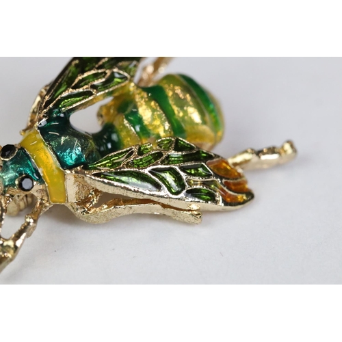 233 - Large Enamel Gold coloured and Green Brooch in the form of a Bee, 3.5cm long