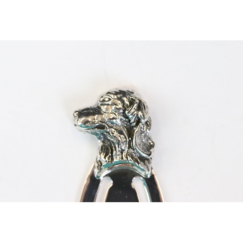 238 - Silver bookmark with dog head finial