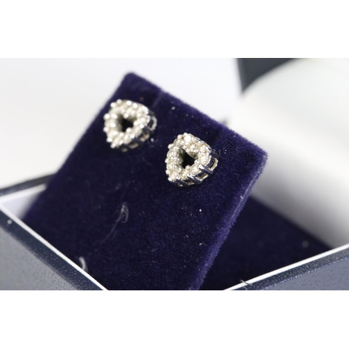 240 - Pair of 14ct white gold heart shaped diamond earrings