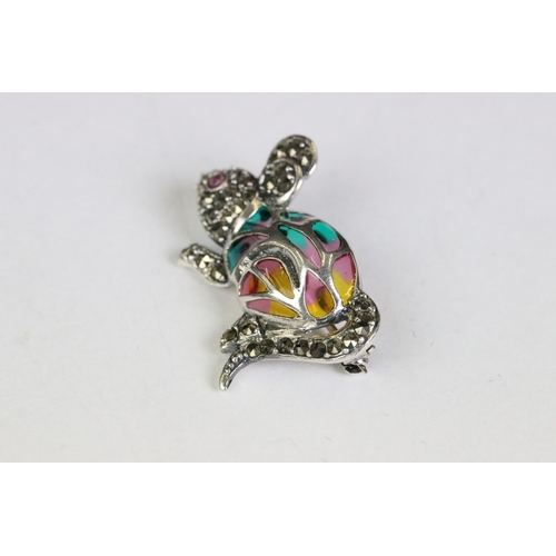 241 - Silver and enamel mouse brooch