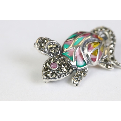 241 - Silver and enamel mouse brooch