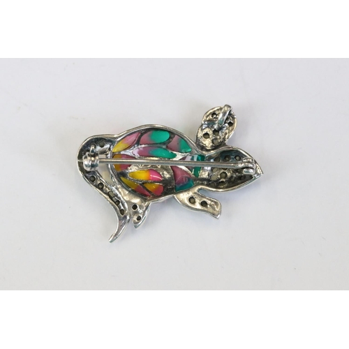 241 - Silver and enamel mouse brooch