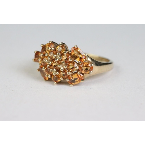 243 - Yellow gold citrine cluster ring