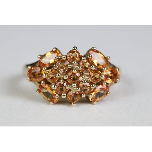 243 - Yellow gold citrine cluster ring