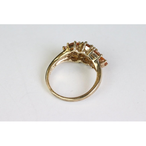 243 - Yellow gold citrine cluster ring