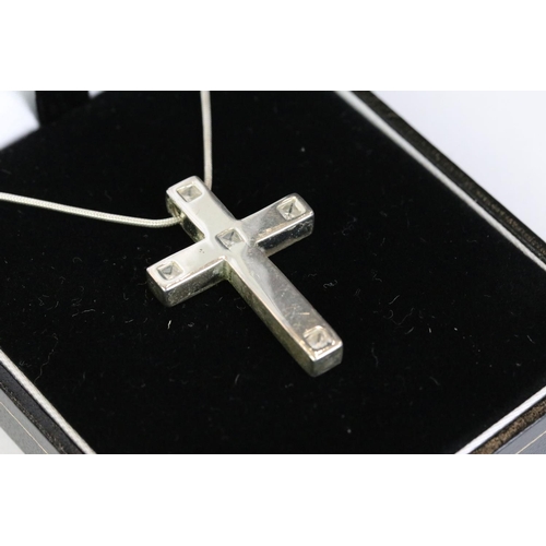 245 - Silver & CZ cross and chain