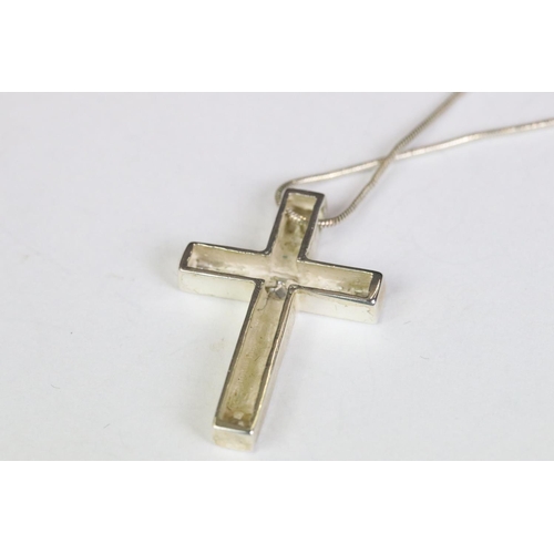 245 - Silver & CZ cross and chain