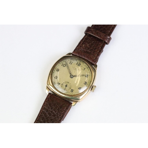 250 - A vintage 9ct gold cased gents wristwatch, marked J.W. Benson of London.