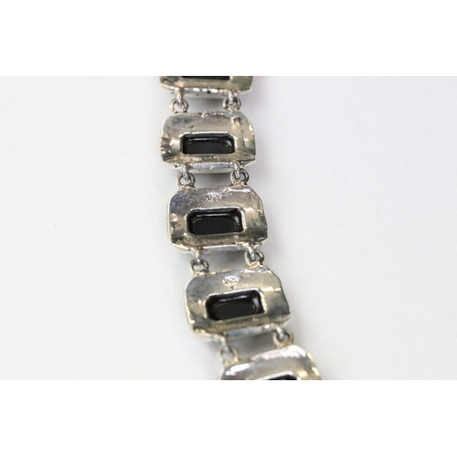 251 - Silver agate and marcasite bracelet