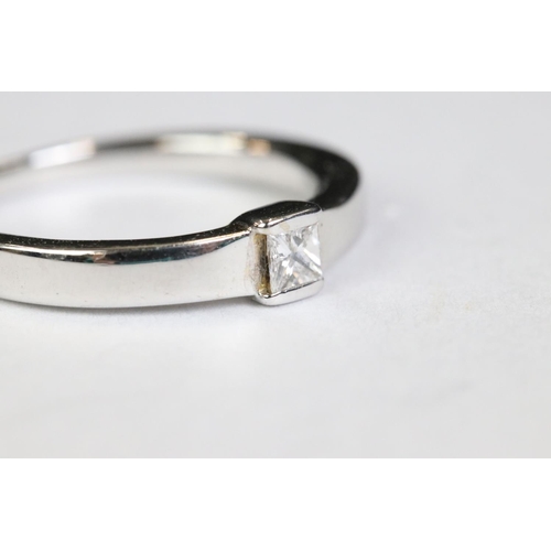 254 - White gold single stone diamond ring