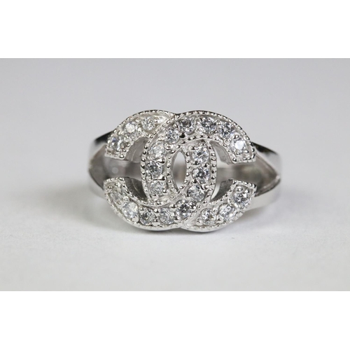 256 - Silver CZ designer style dress ring