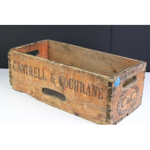 175 - Mid century Irish Wooden Bottle Crate stamped ' Cantrell & Cochrane ', 47cm long