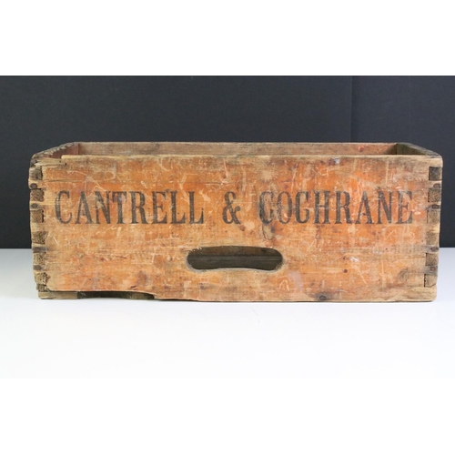 175 - Mid century Irish Wooden Bottle Crate stamped ' Cantrell & Cochrane ', 47cm long