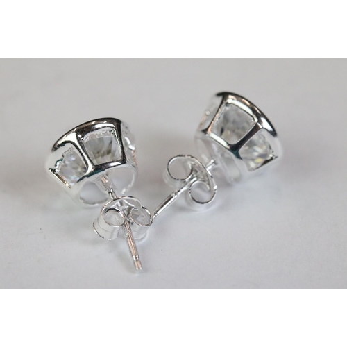 268 - Pair of silver and CZ stud earrings