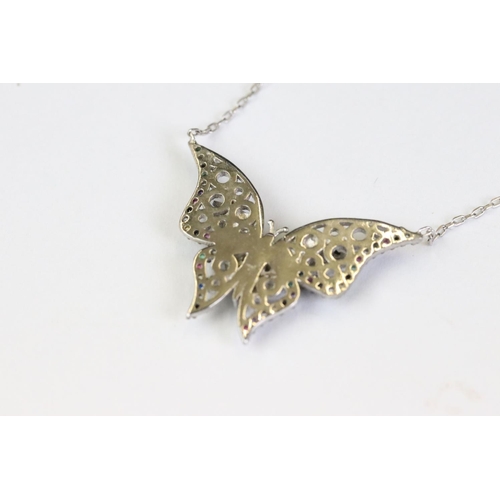 269 - Silver and CZ butterfly necklace