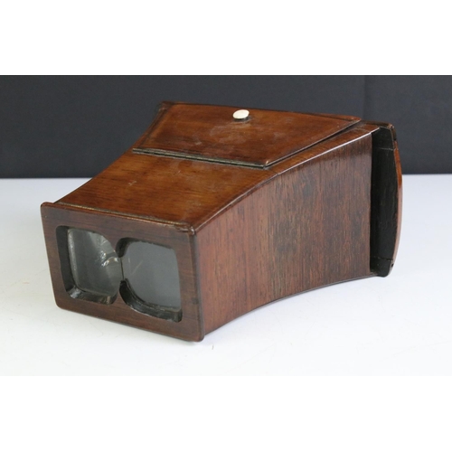 362 - Stereoscope viewer with approx. 35 cards, various subjects including Victorian life, The Great Easte... 