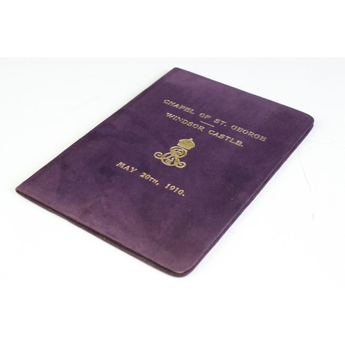 365 - Bound booklet for The Order Of Service For The Burial Of His Majesty King Edward VII at Chapel Of St... 