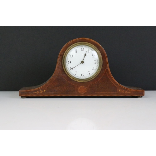 386 - A 20th century German made mantle clock with chiming movement together with a French mahogany cased ... 