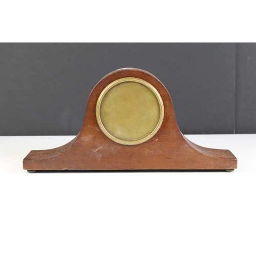 386 - A 20th century German made mantle clock with chiming movement together with a French mahogany cased ... 