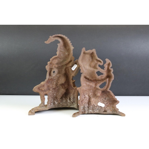 437 - Pair of 19th century Cast Iron ' Mr Punch and Judy ' Doorstops, 27cm high