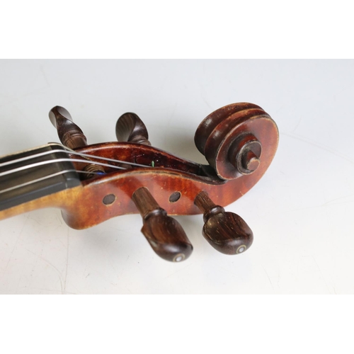 441 - Violin with label to interior ' Copie de J. Bte. Vuillaume a Paris ', 58.5cm long, with two bows and... 