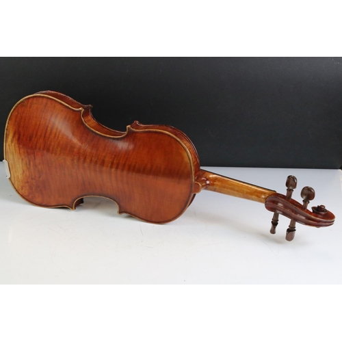 441 - Violin with label to interior ' Copie de J. Bte. Vuillaume a Paris ', 58.5cm long, with two bows and... 