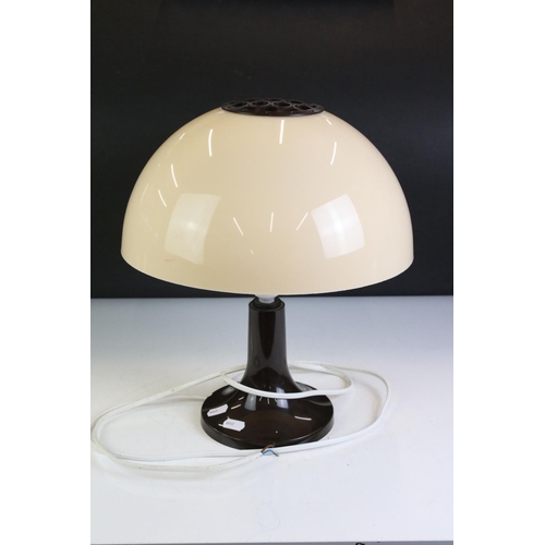 457 - Mid century Retro Italian style Two Tone Brown Plastic Desk Lamp of mushroom form, 37cm high togethe... 