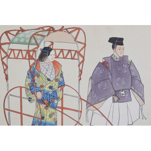 467 - Set of five Japanese signed prints of actors of the Nogaku Theatre