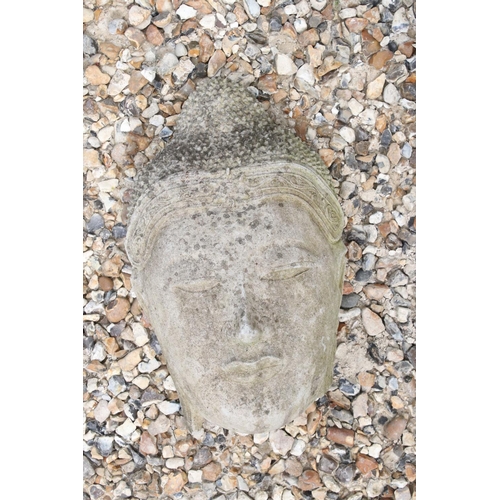 530 - Reconstituted Stone Garden Buddha Head, 40cm high