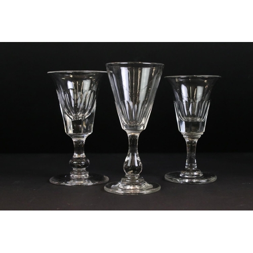 72 - Collection of Thirteen Antique Drinking Glasses, mainly Wine or Cordial Glasses including two Trumpe... 