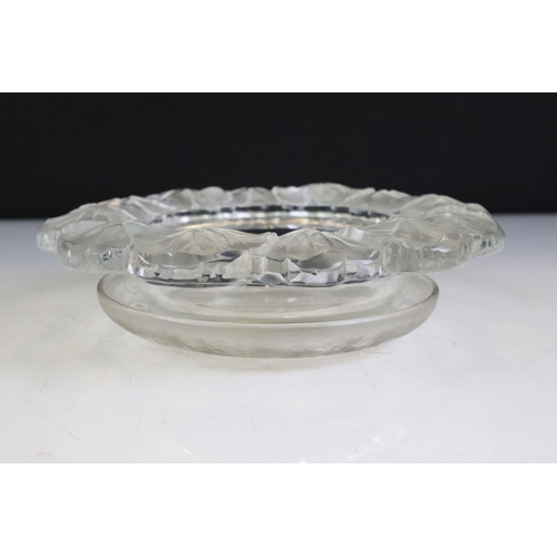 78 - Lalique Frosted and Moulded Glass Plate or Saucer in the ' Vases ' pattern, 16cm diameter together w... 