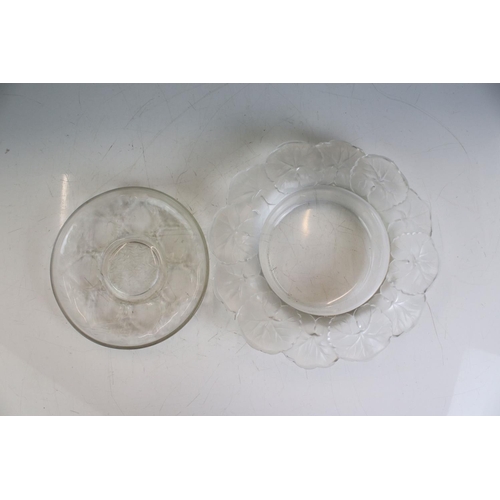 78 - Lalique Frosted and Moulded Glass Plate or Saucer in the ' Vases ' pattern, 16cm diameter together w... 