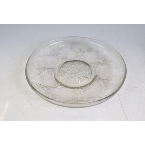 78 - Lalique Frosted and Moulded Glass Plate or Saucer in the ' Vases ' pattern, 16cm diameter together w... 