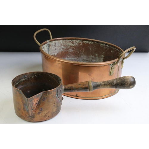 452 - Mixed lot of Copper and Brass including Copper and Brass Coal Bucket, Brass Hall Lantern, Brass Vict... 