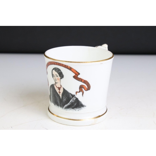 84 - Mid 19th Century Staffordshire Florence Nightingale Mug ' Miss Nightingale, A Soldier Doth Befriend ... 