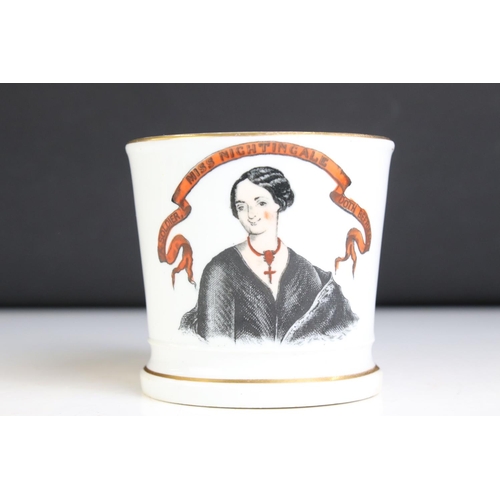 84 - Mid 19th Century Staffordshire Florence Nightingale Mug ' Miss Nightingale, A Soldier Doth Befriend ... 