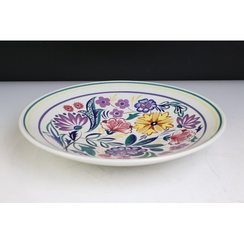 91 - Clarice Cliff Moulded Water Lily Bowl, 21cm long together with a Poole Pottery Shallow Bowl decorate... 